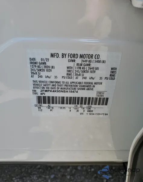 2022 Ford Edge Titanium from USA, damaged, VIN 2FMPK4K95NBA18474